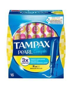 ampax Compak Pearl Tampón 100% Algodón Regular. Absorción regular, para los días de flujo escaso a moderado. 16 unidades.