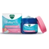 Vicks Babyrub pomada. Fragancias de eucalipto, romero y lavanda. Calma, relaja e hidratar la piel de bebés a partir de los 3-6 meses.